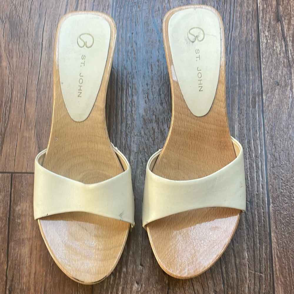 St. John Slip On Low Heel Mules. Used in excellent condition.